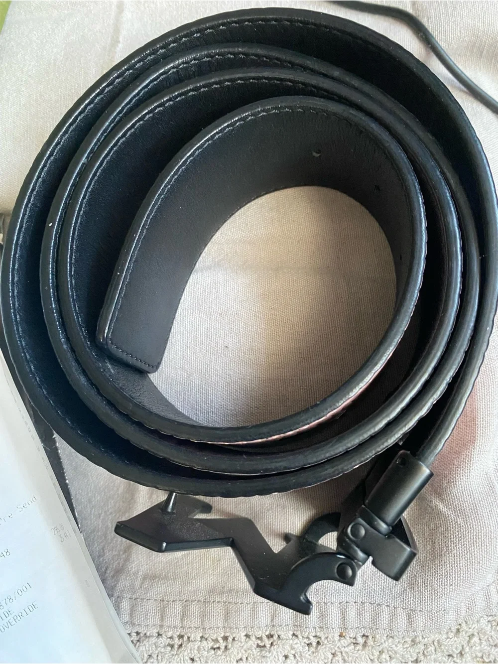 MCM Pink Monogram Reversible Belt with Black M Logo Buckle